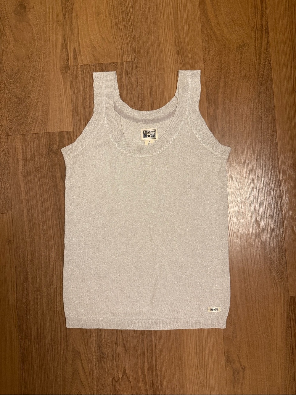 Converse One Star Silver Metallic Glitter Lightweight Knit Tank Top